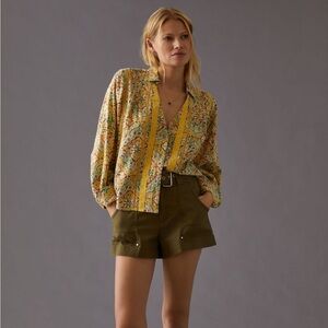 Anthropologie Pilcro multicolor rayon and cotton blouse.so flattering on.